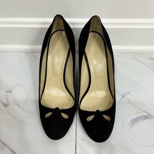 Sarah Flint Black Suede Round Toe Heels Women’s Size 37.5